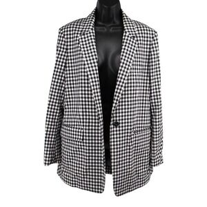 Rag & Bone Ames Gingham Check Oversized Blazer Black White Office Siren 10 EUC